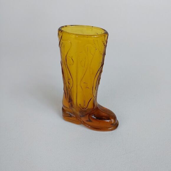 Glass Cowboy‎ Boot Shot Glass Amber - Picture 1 of 5